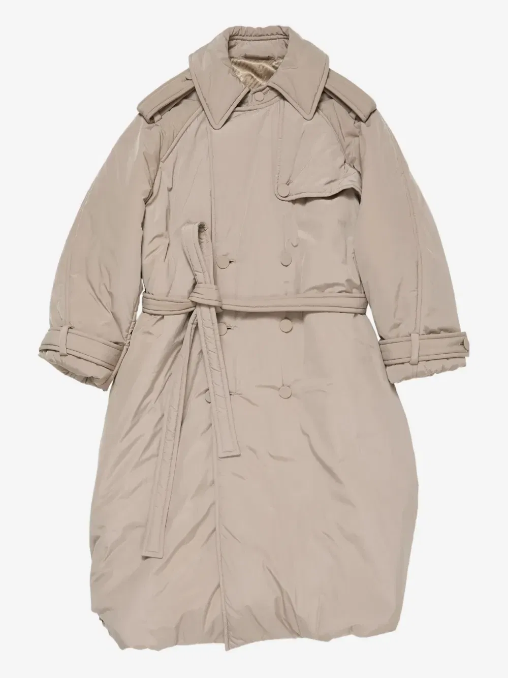 Дутый тренч Technical с поясом Acne Studios, бежевый