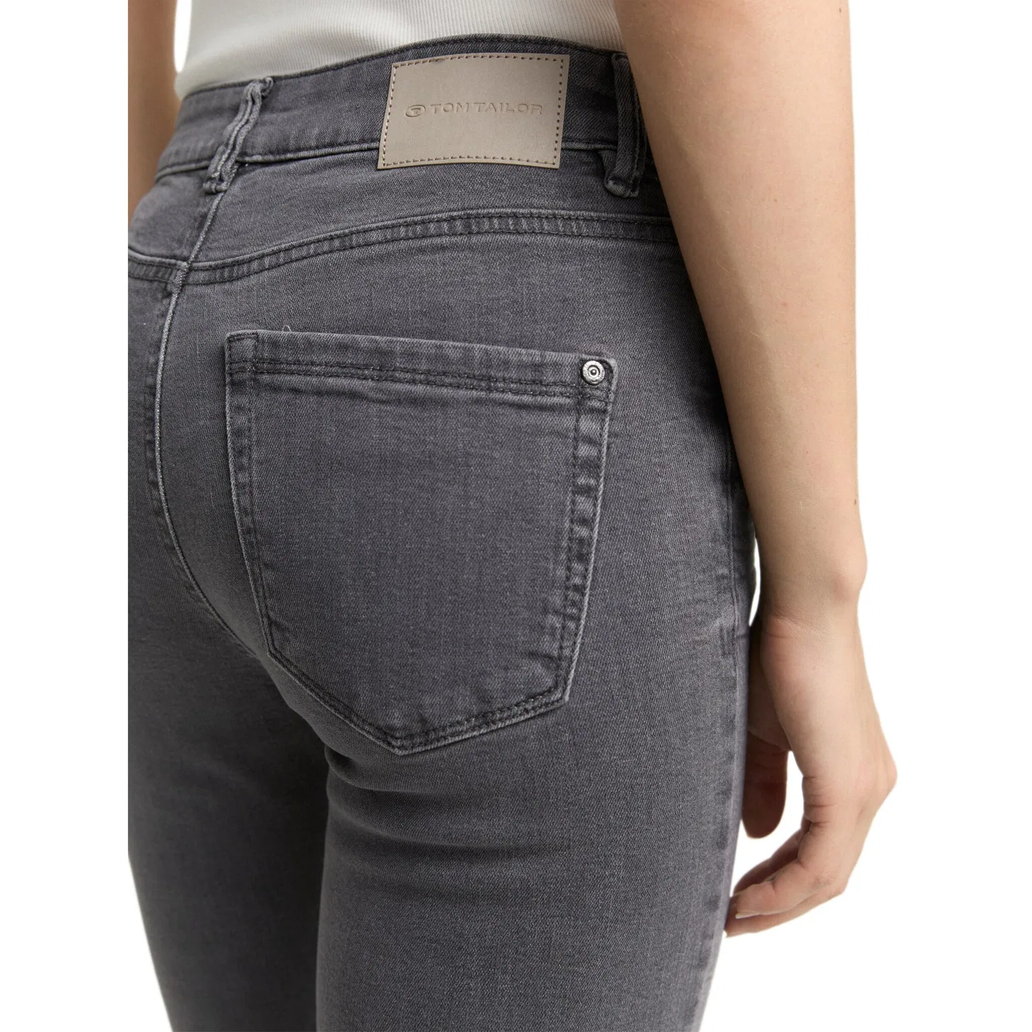 Женская джинсовая блузка с вырезом лодочки TOM TAILOR, Grey Denim — фото 3