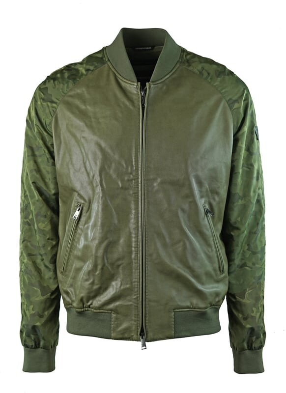 

W1B54P w1p58 010 кожаная куртка Emporio Armani, зеленый