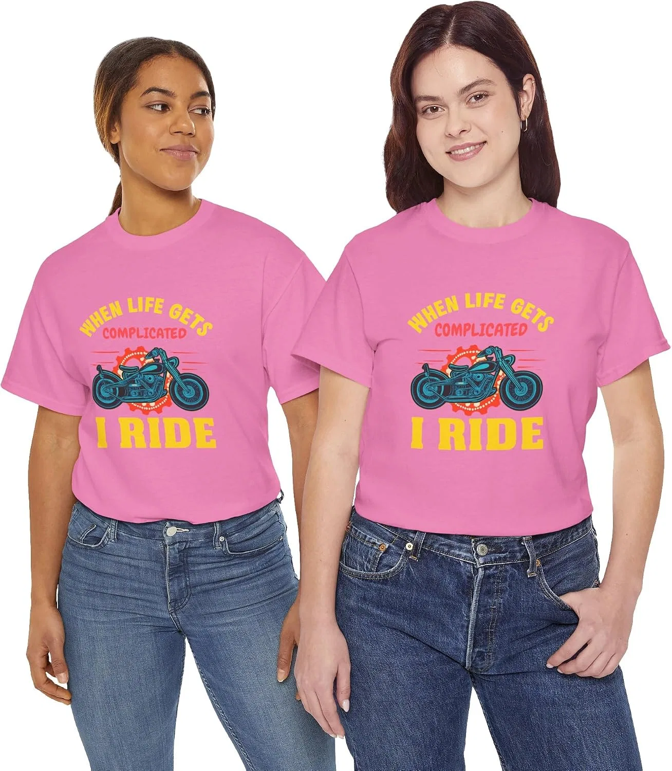 Футболка с принтом Motorcycle Quote Heavy Cotton, Azalea — фото 3