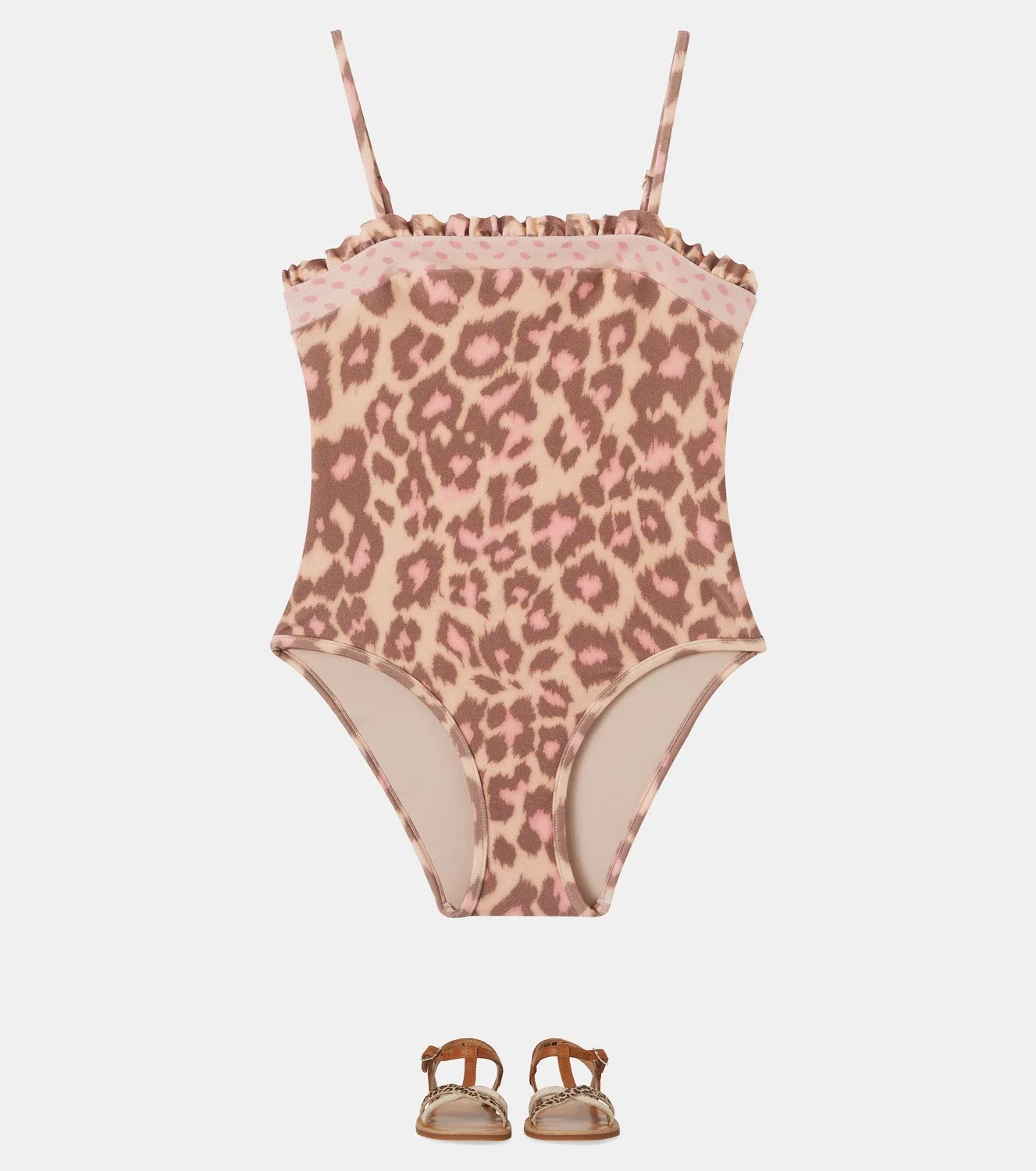 Раздельный купальник с леопардовым принтом Zimmermann Kids, Tan Leopard — фото 2
