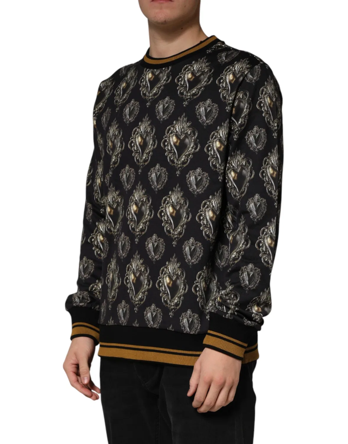 Мужской свитшот с принтом священных сердец Dolce & Gabbana, Black — фото 4