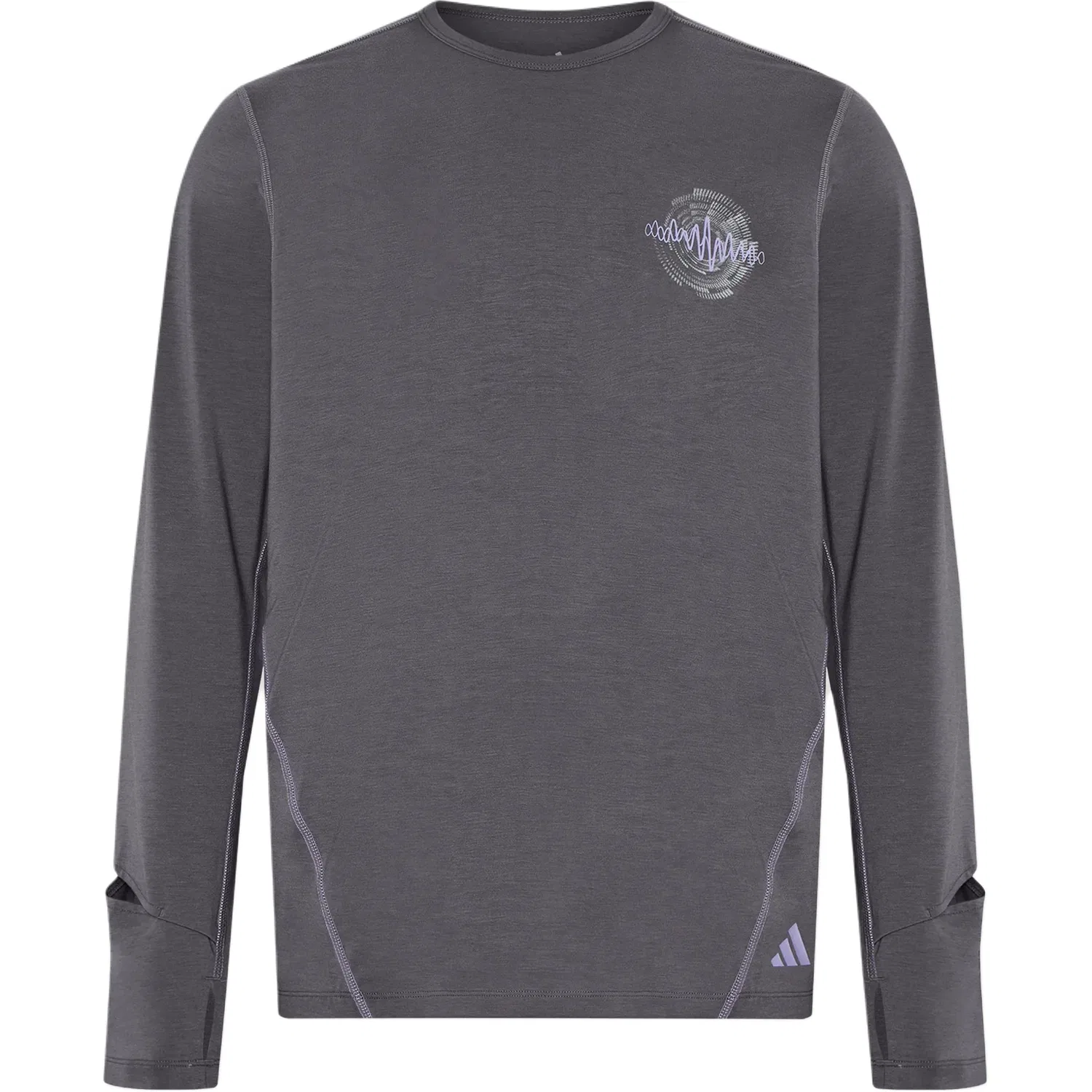 Мужская футболка для бега с круглым вырезом Adidas, Rock Grey/Magic Lilac