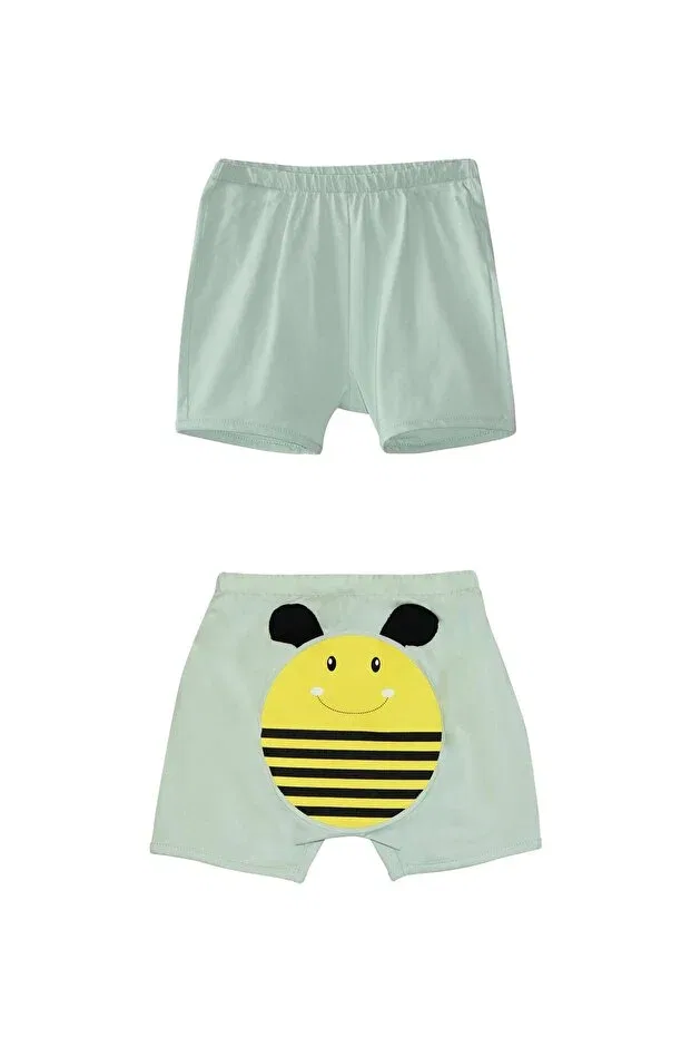 Детские шорты для девочек с принтом Green Bee Printed Lovetti, Soft Green
