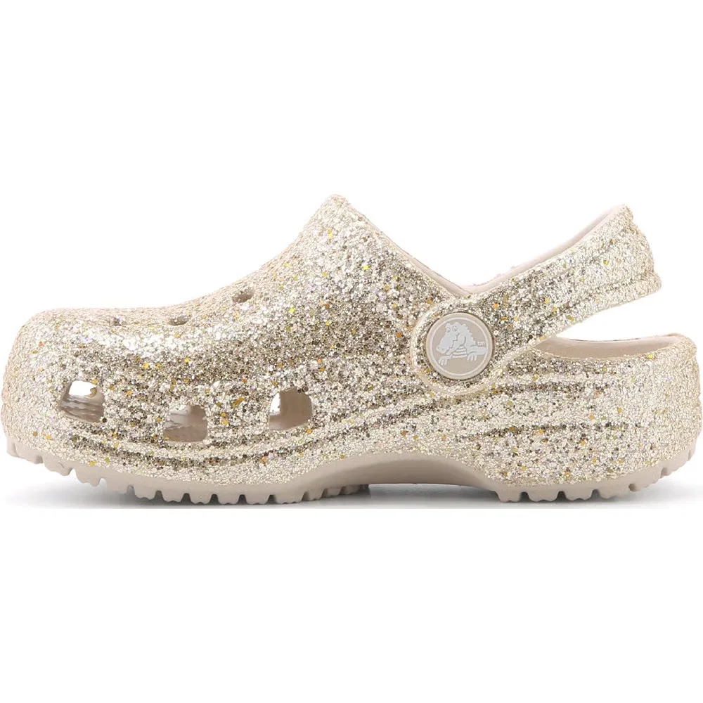 Детские классические сабо с блестками для малышей Crocs, Gold Glitter — фото 3