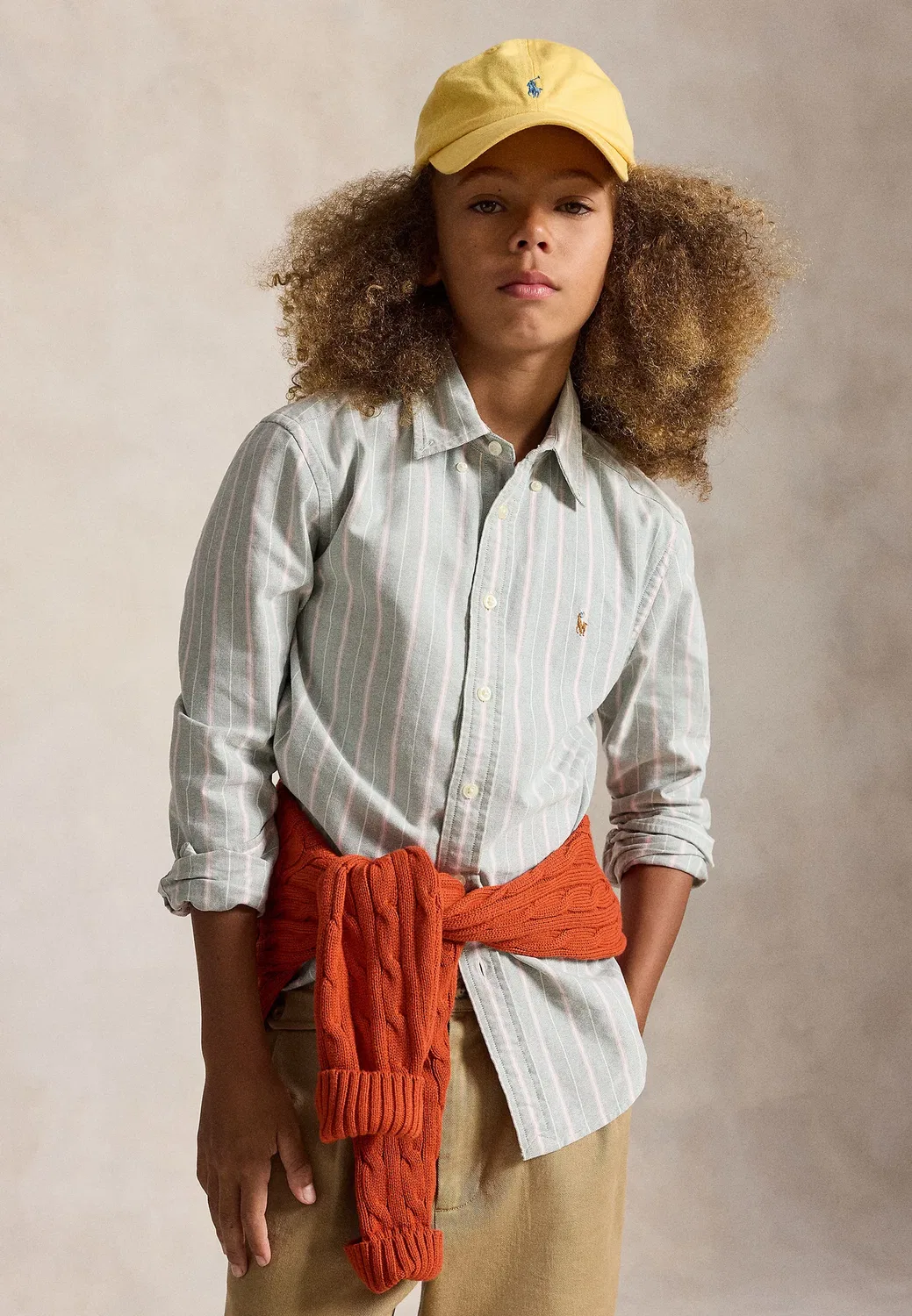 Полосатая хлопковая рубашка-оксфорд, размер 7-14 лет Polo Ralph Lauren, Forest Lavender — фото 2
