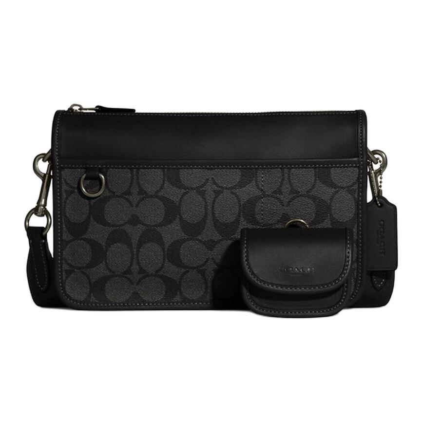 

Heritage Canvas With Leather Crossbody Bag Medium Size Men's Black & Gray COACH