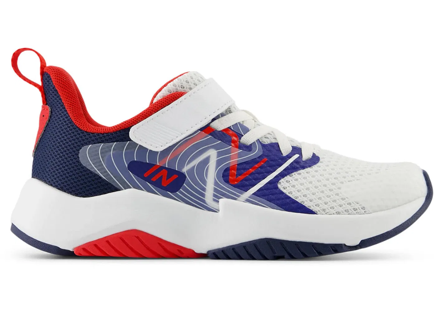 Детские кроссовки для бега с принтом New Balance Rave Run v2 Bungee Lace, Team Royal White True Red