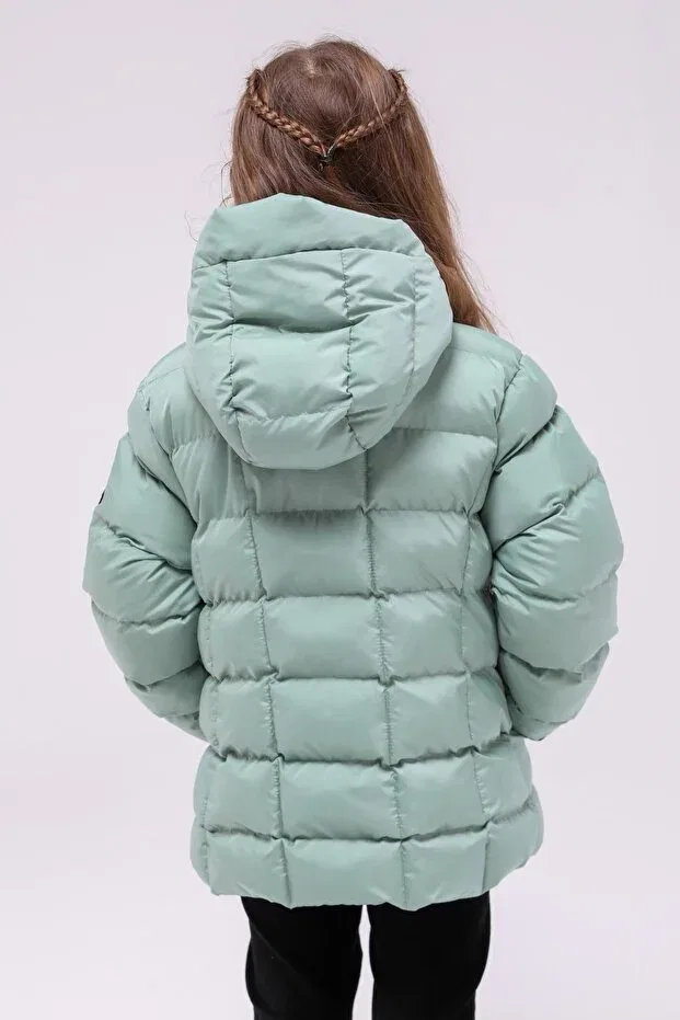 Детское зимнее пальто для девочек с капюшоном Benitto Kids, Green — фото 3