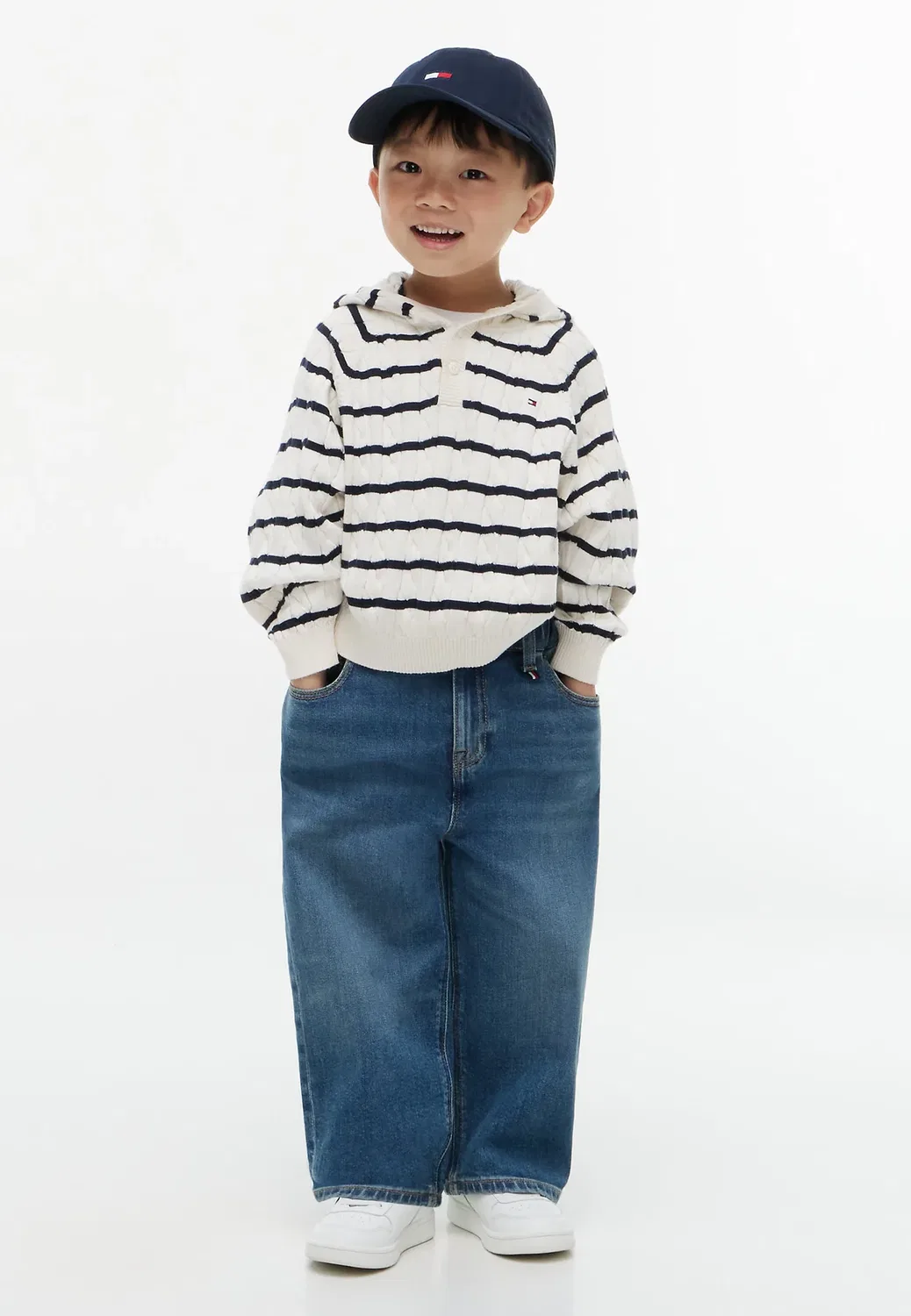 Свитер с капюшоном и косами Lu, унисекс - джемпер Tommy Hilfiger, Ivory Petal Stripe