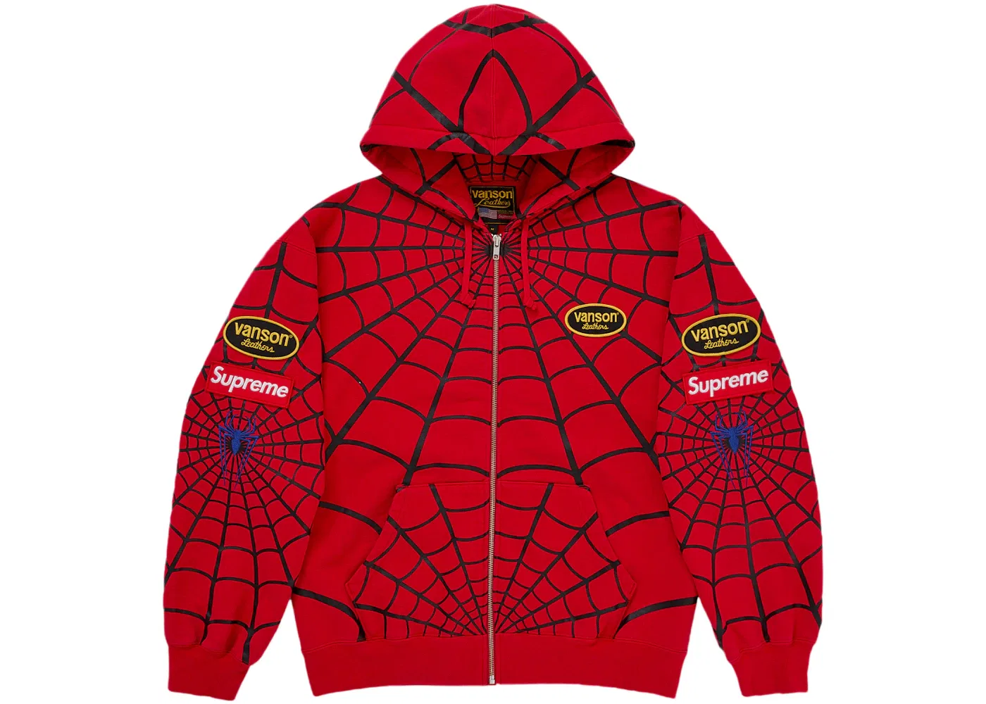 Мужская худи с застежкой-молнией Spider-Man Supreme Vanson Leathers, Red