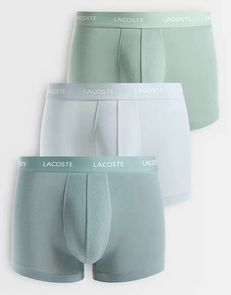 Трусы хлопковые стретч тональные 3 шт Lacoste, зеленый