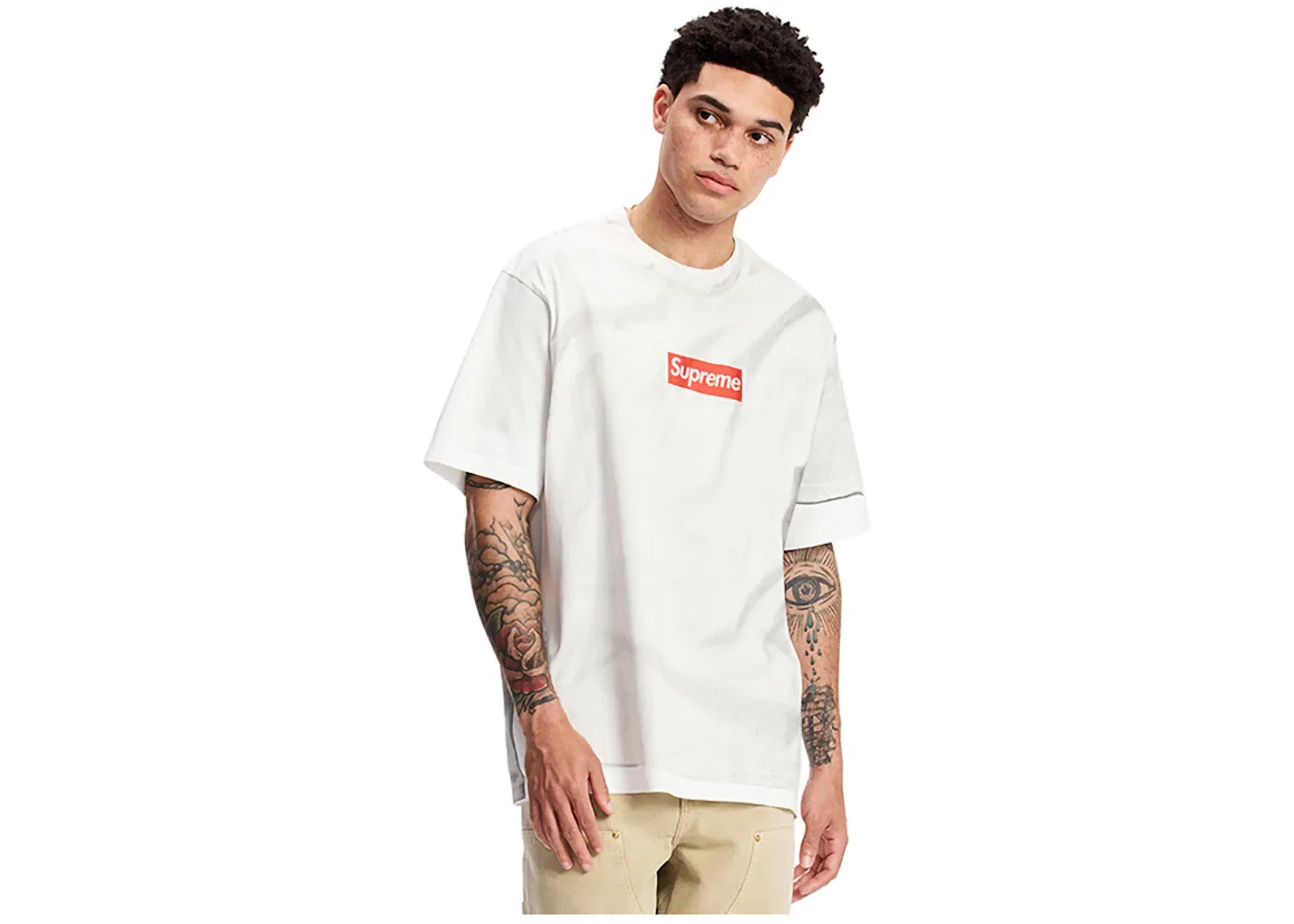 Мужская футболка с принтом Supreme MM6 Maison Margiela Box Logo Tee, White — фото 4