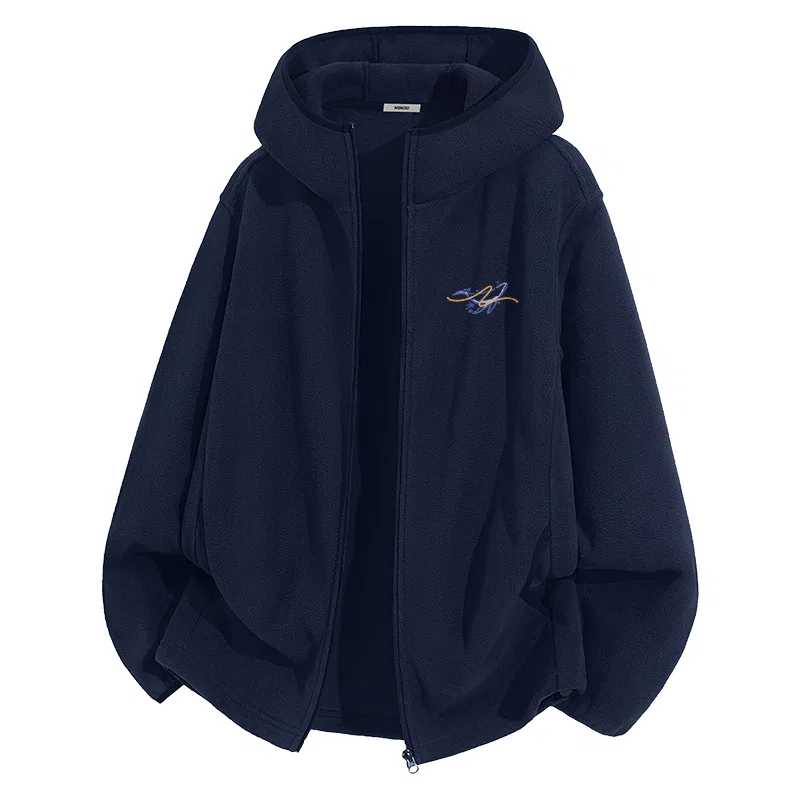 Детское пальто из бархата Dreamy Wave Chest Logo MINISO, Navy Blue