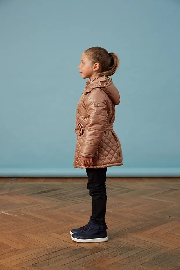 Детское пальто для девочек с капюшоном Men Anorak, Camel — фото 2