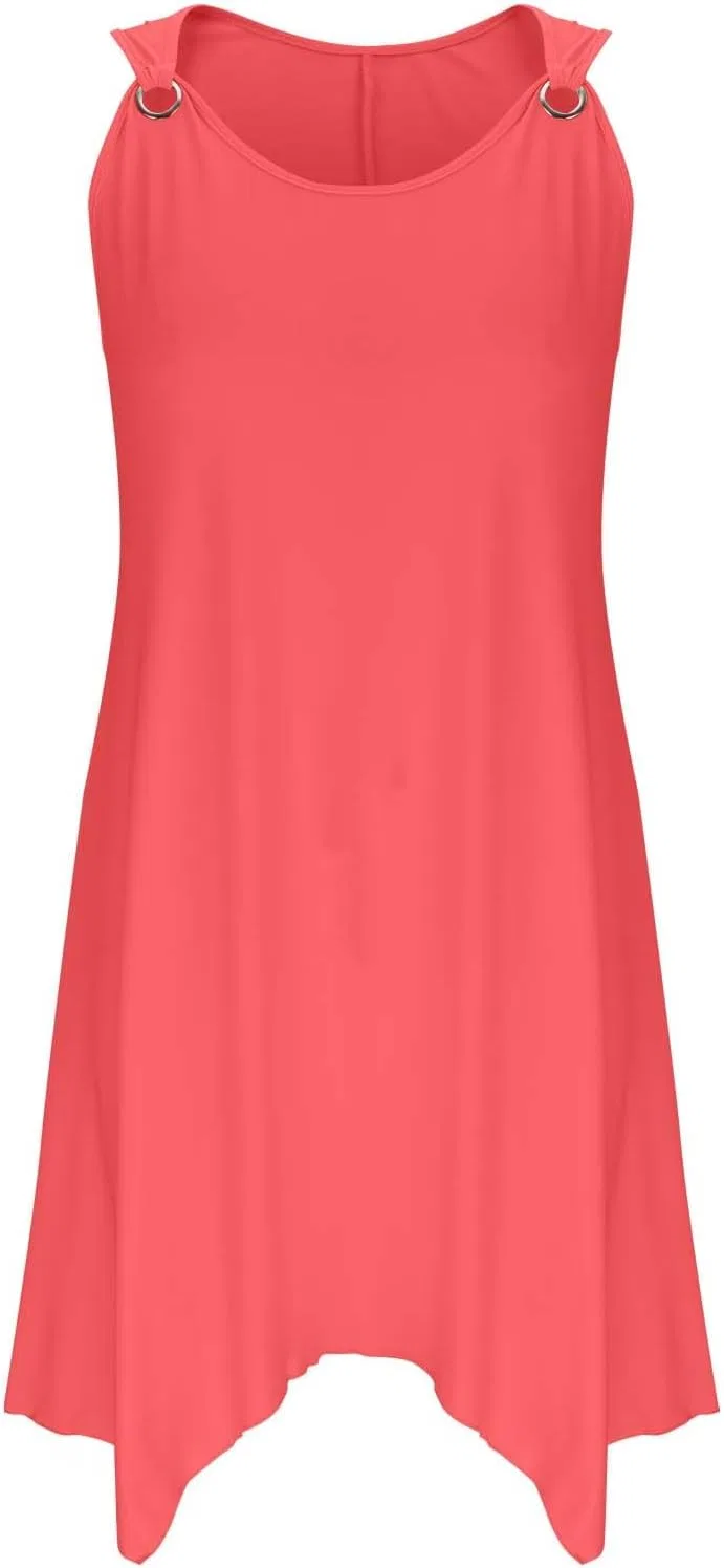 Повседневное мини-платье с асимметричным подолом, Watermelon Red — фото 4