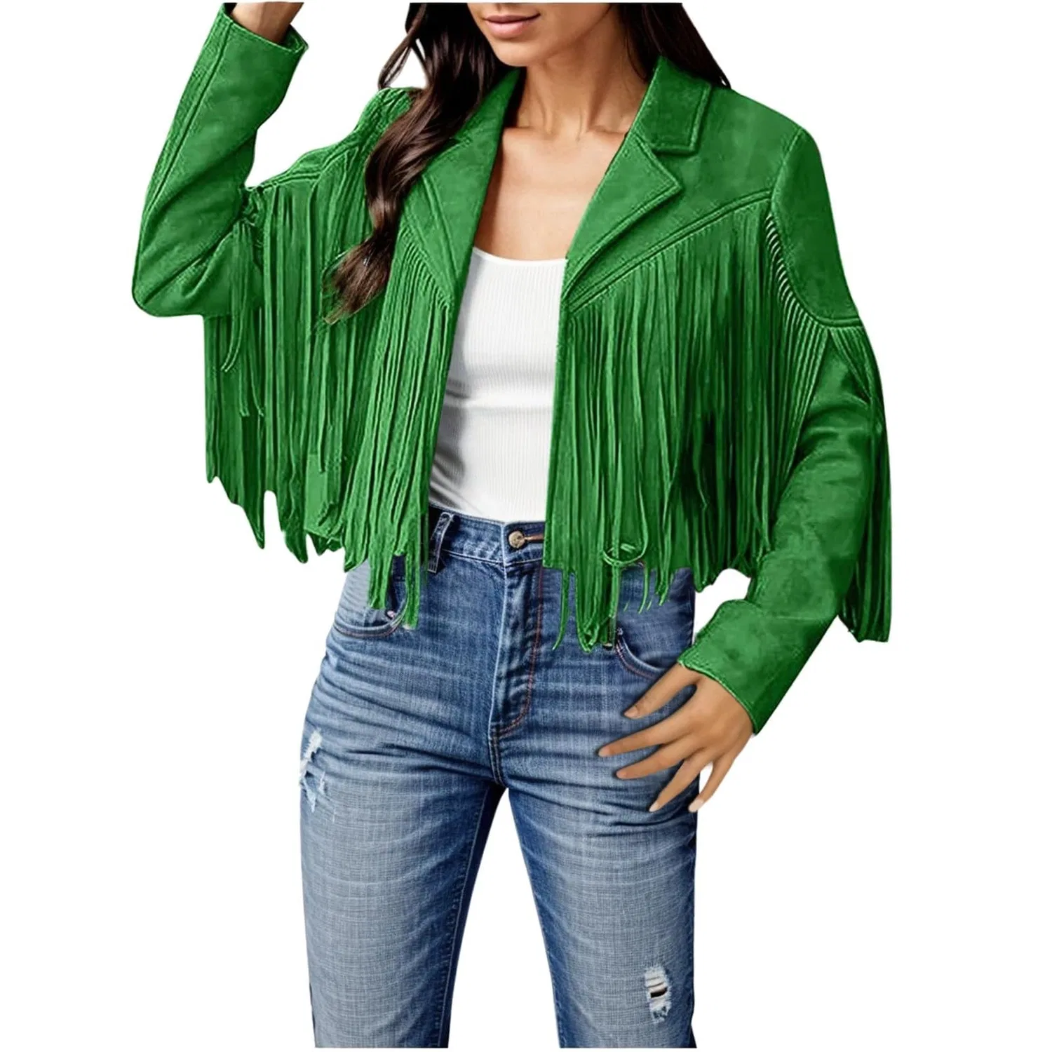 Женская куртка с бахромой Vintage Cowgirl Outfits, green