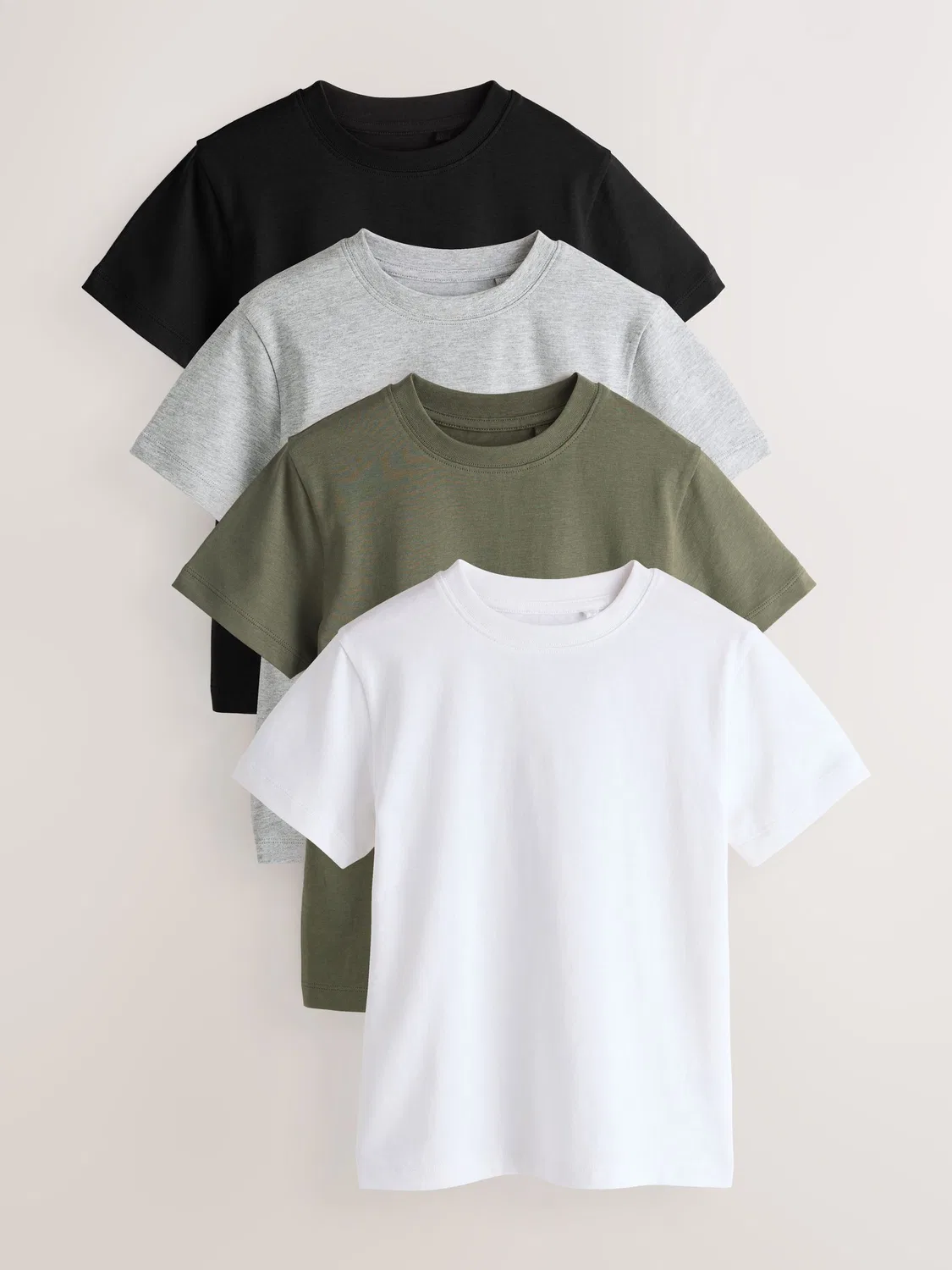 Футболки с коротким рукавом, Regular Fit, 4 штуки Next, черный/белый/серый/хаки