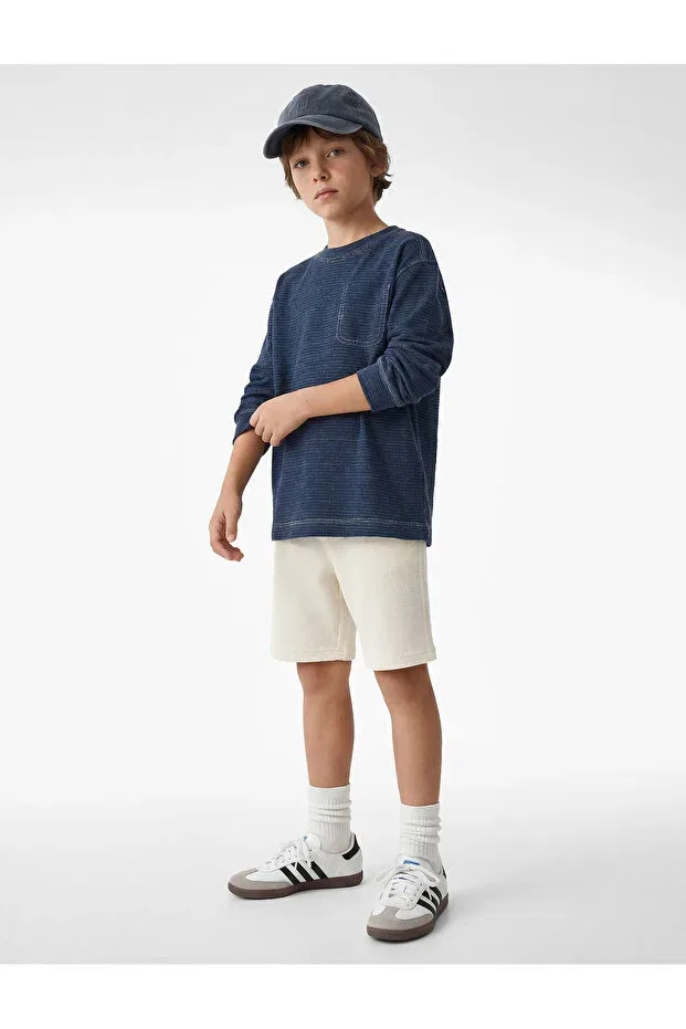 Детские шорты для мальчиков хлопковые Basic cotton shorts with lace-up waist Koton, Beige