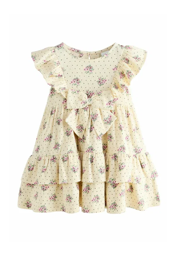 Платье с цветочным принтом Regular fit - sleeveless frill bow detail summer dress - day dress Next, Ecru, экрю — фото 4