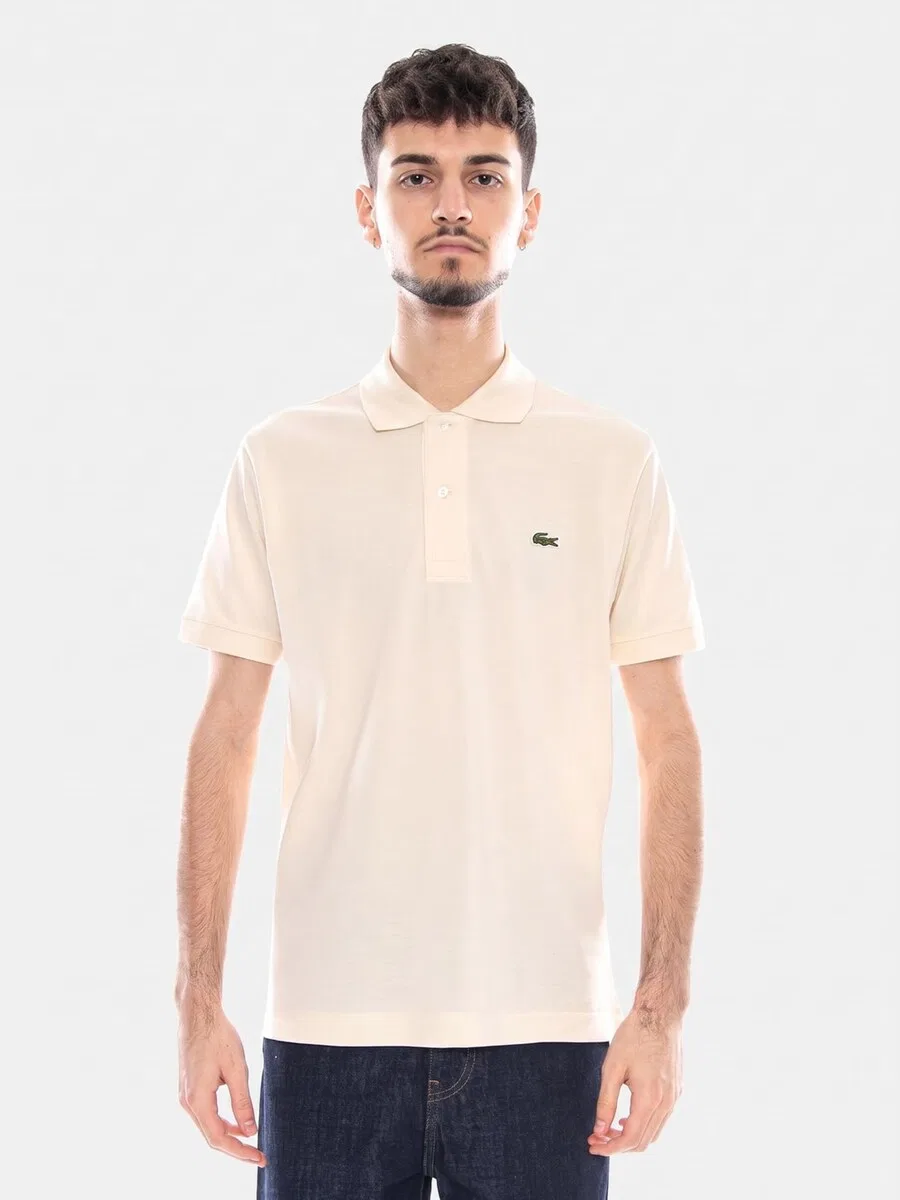 Мужская поло с коротким рукавом» бежевого цвета LACOSTE — фото 2
