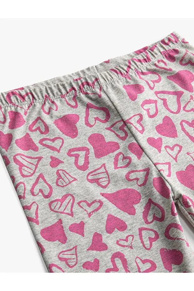 Детские леггинсы для девочек с принтом Capri Leggings Heart Printed Koton, Gray/04f — фото 3