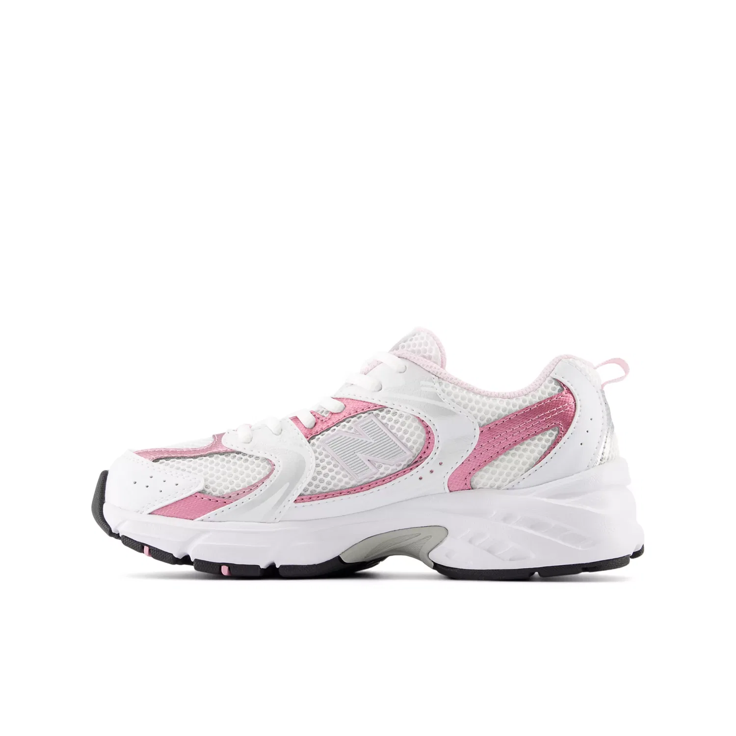 Детские кроссовки на шнуровке 530 Lace New Balance, White With Pink Sugar — фото 3