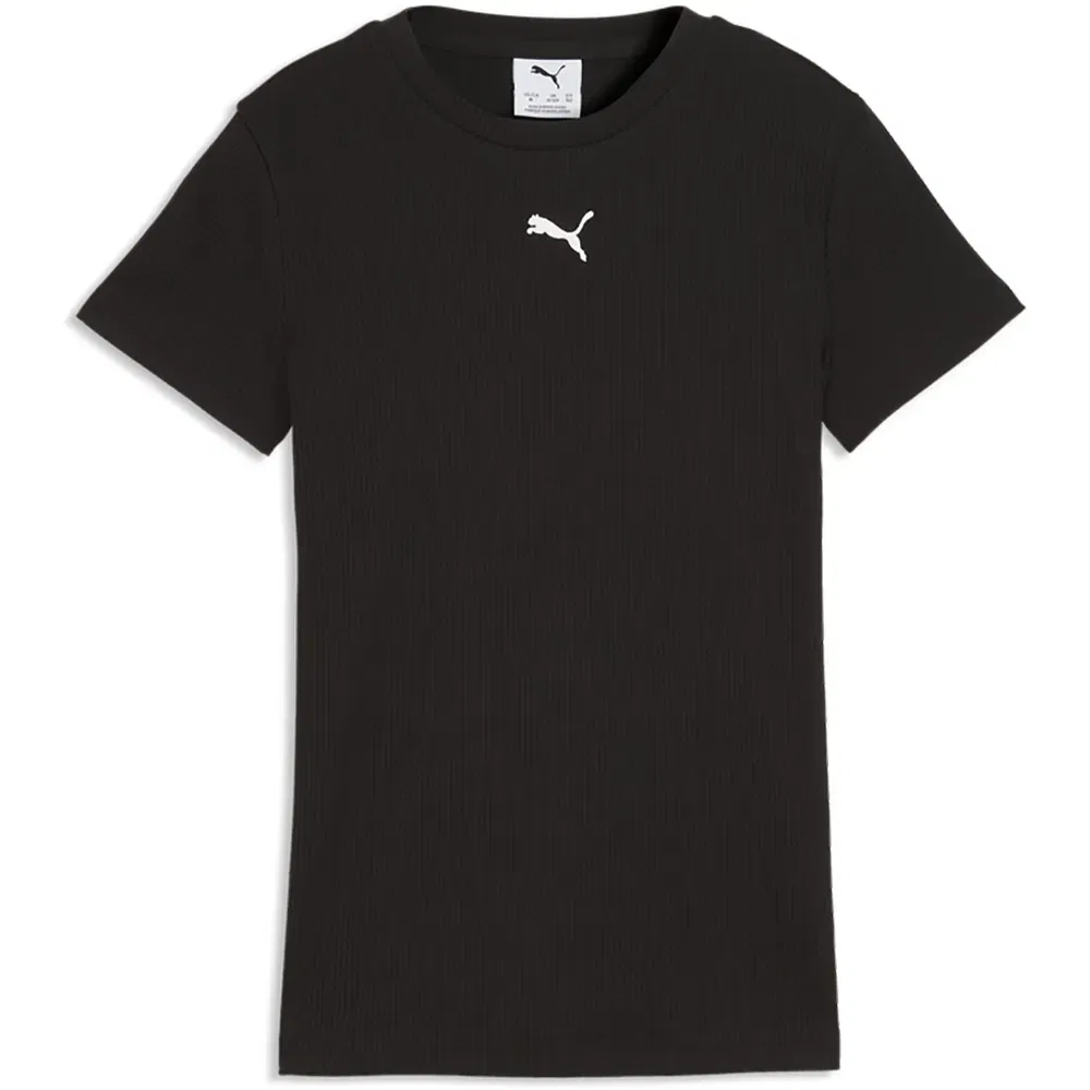 Футболка с коротким рукавом Ess Elevated Rib Slim Fit Puma, черный