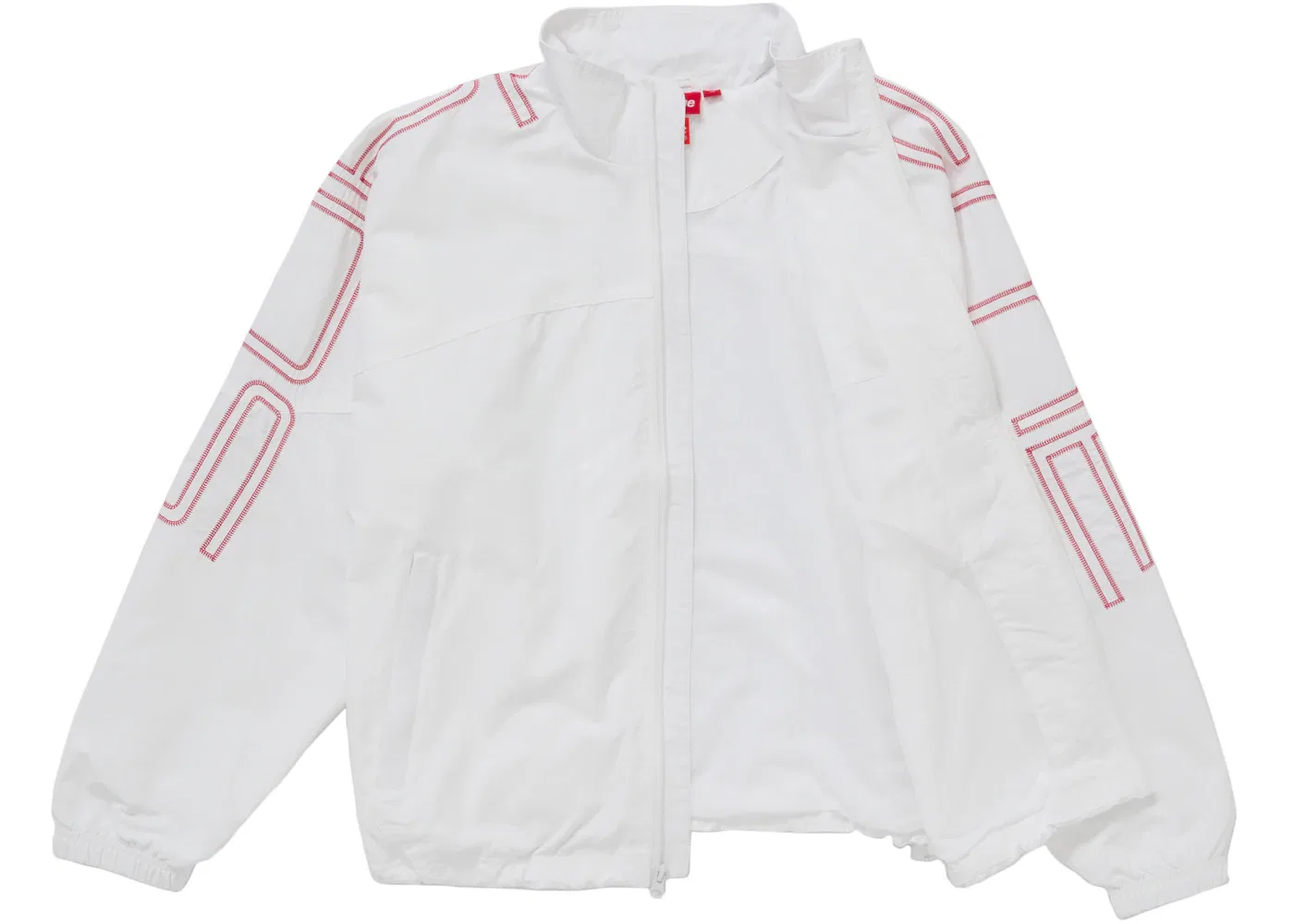 Мужская куртка с вышитым принтом Supreme Spellout Embroidered Track Jacket (SS25), White — фото 2