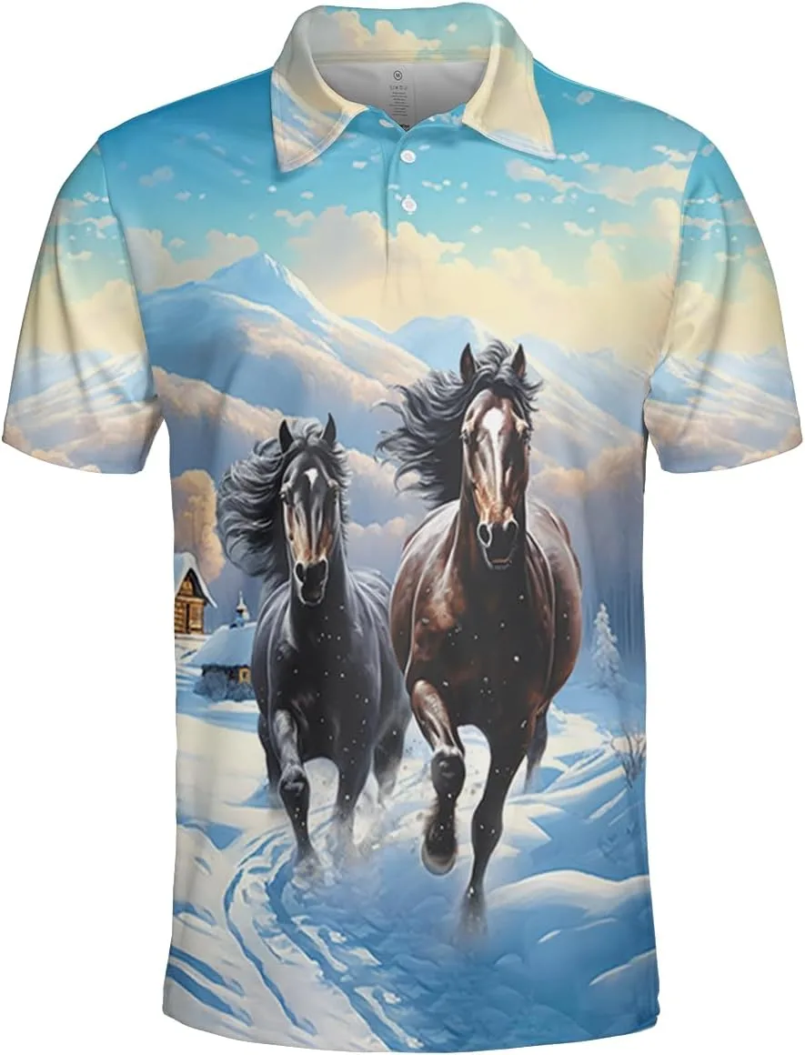 

Футболка-поло Ranch Horse для мужчин и женщин, сухая, с коротким рукавом V-DECORPARKS