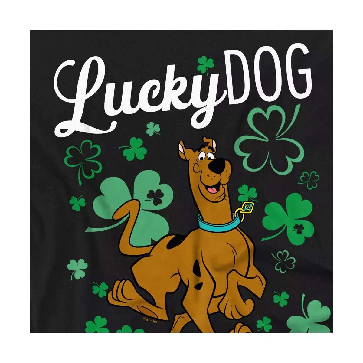 Детское футболка с принтом ScoobyDoo Lucky Dog Shamrocks Scooby-Doo, Black — фото 3