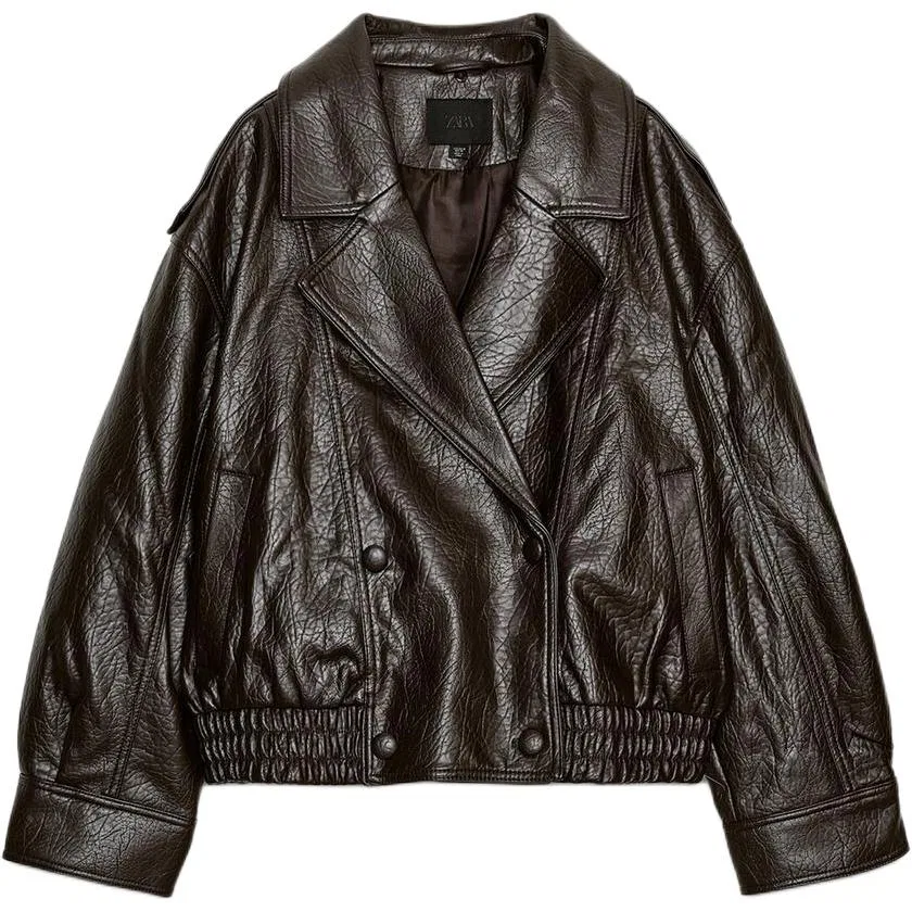 Женское пальто с лацканами Dark Brown ZARA, Темно-коричневый — фото 4