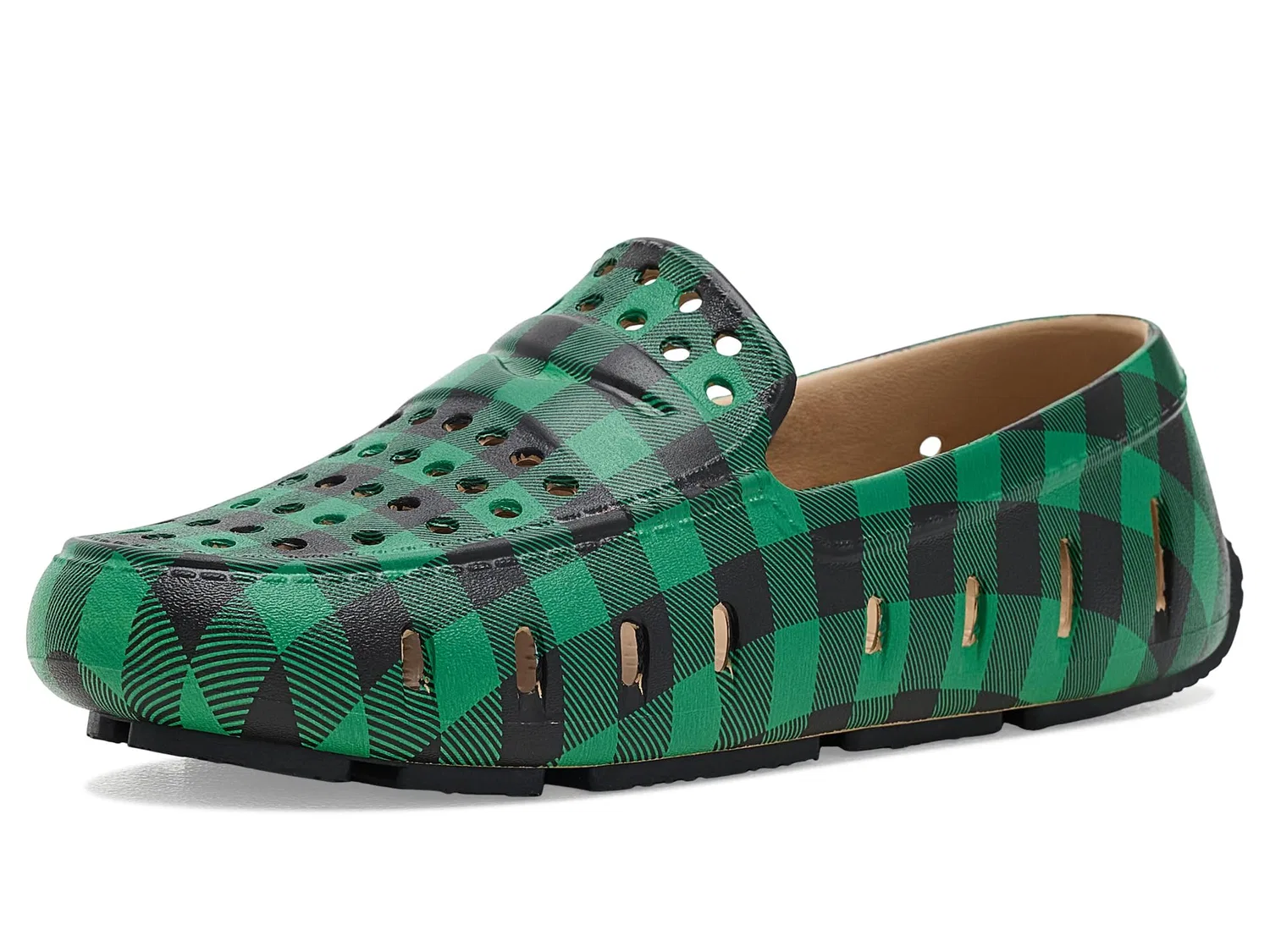 Лоферы Prodigy Print (для больших детей) Floafers Kids, Green Tartan Plaid/Black — фото 2