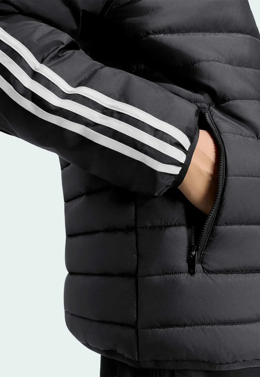 Теплая куртка с тремя полосками - зимняя куртка Adidas Originals, Black — фото 4
