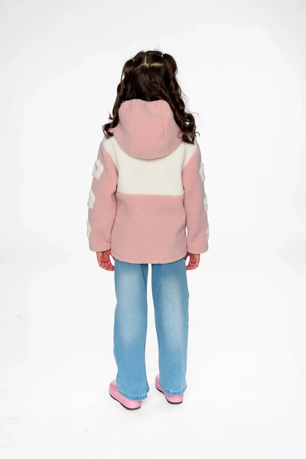 Детская куртка для девочек на молнии с цветами Deux par Deux, Pale Pink — фото 4