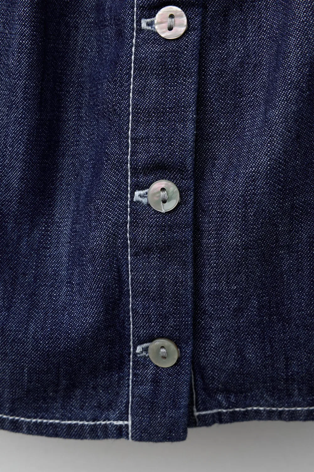 Свободный джинсовый топ с цветочной вышивкой ZARA, Blue — фото 4