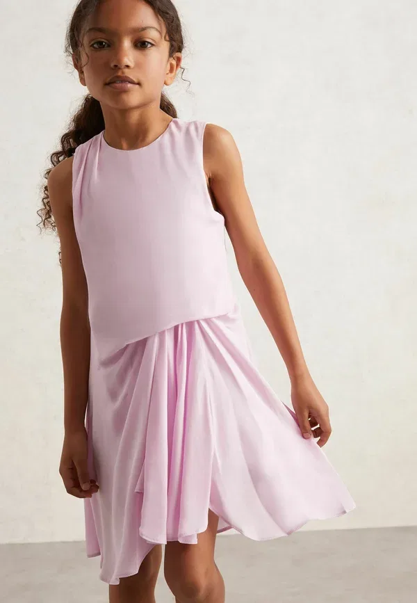 Платье повседневное из вискозы Elina draped tuck sleeveless dress Reiss, розовый — фото 2