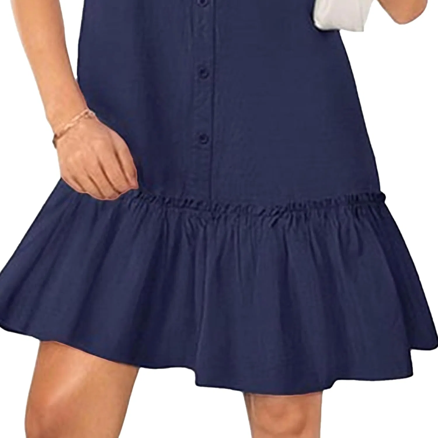 Женское летнее платье-рубашка с воротником-поло Generic, Navy Blue — фото 2