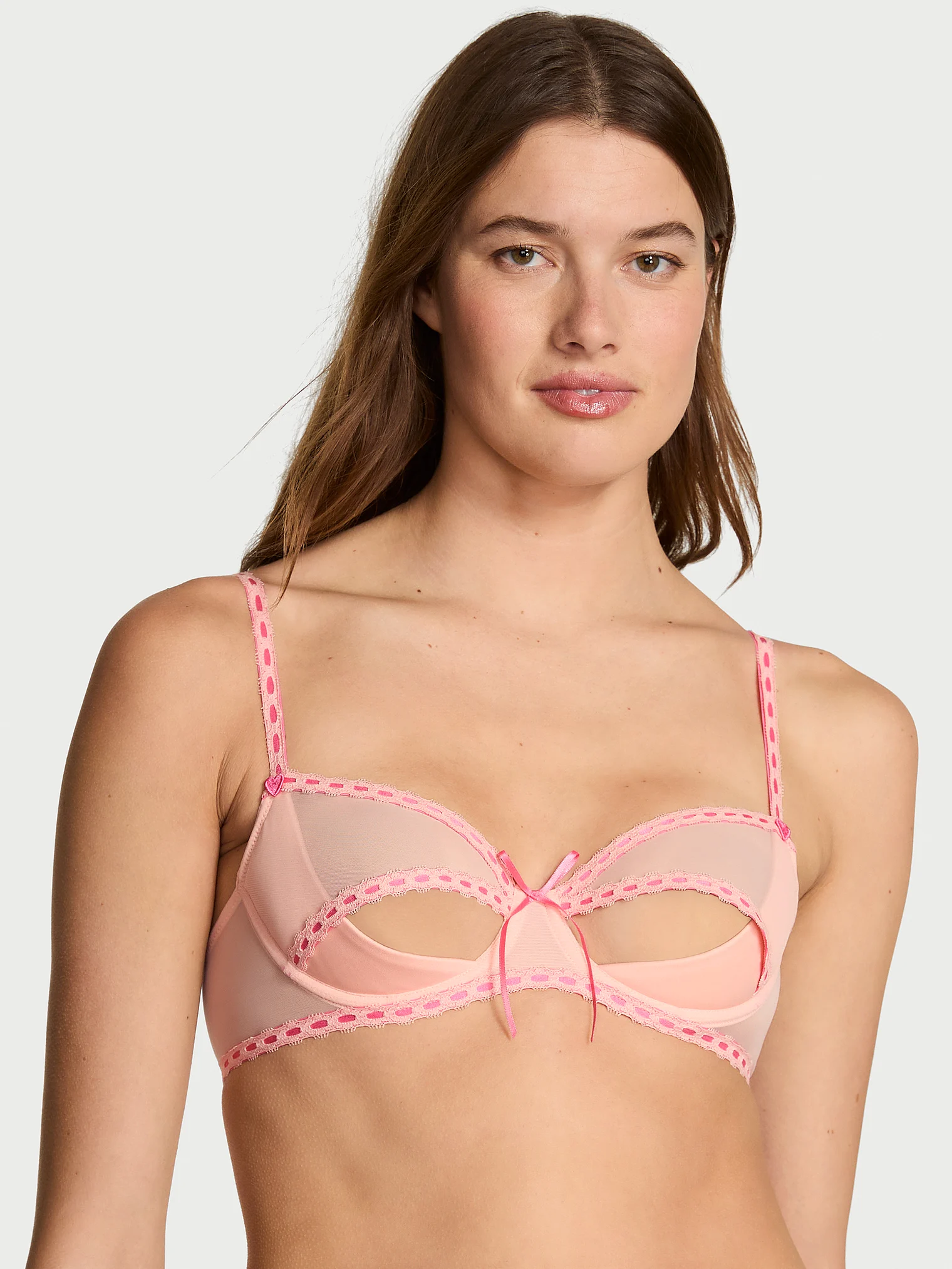 

Бюстгальтер Victoria's Secret Wicked Unlined Ribbon Slot Open-Cup Balconette, персик, Оранжевый, Бюстгальтер Victoria's Secret Wicked Unlined Ribbon Slot Open-Cup Balconette, персик