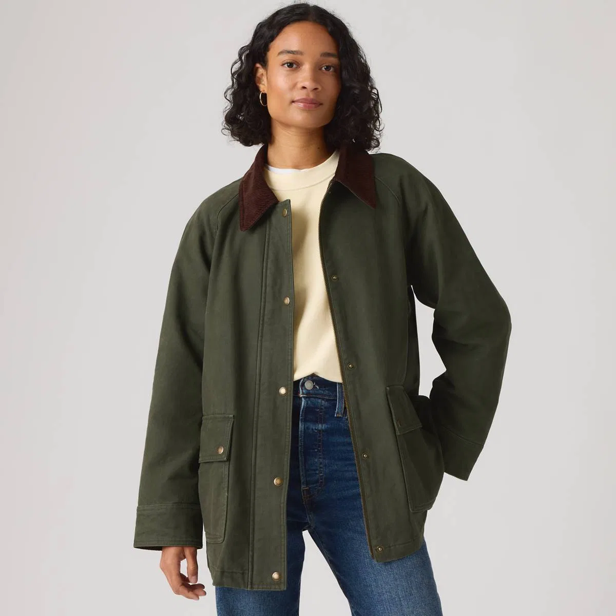 Куртка средней плотности для работы в сарае, застежка на кнопках Levi's, Evergreen - Green