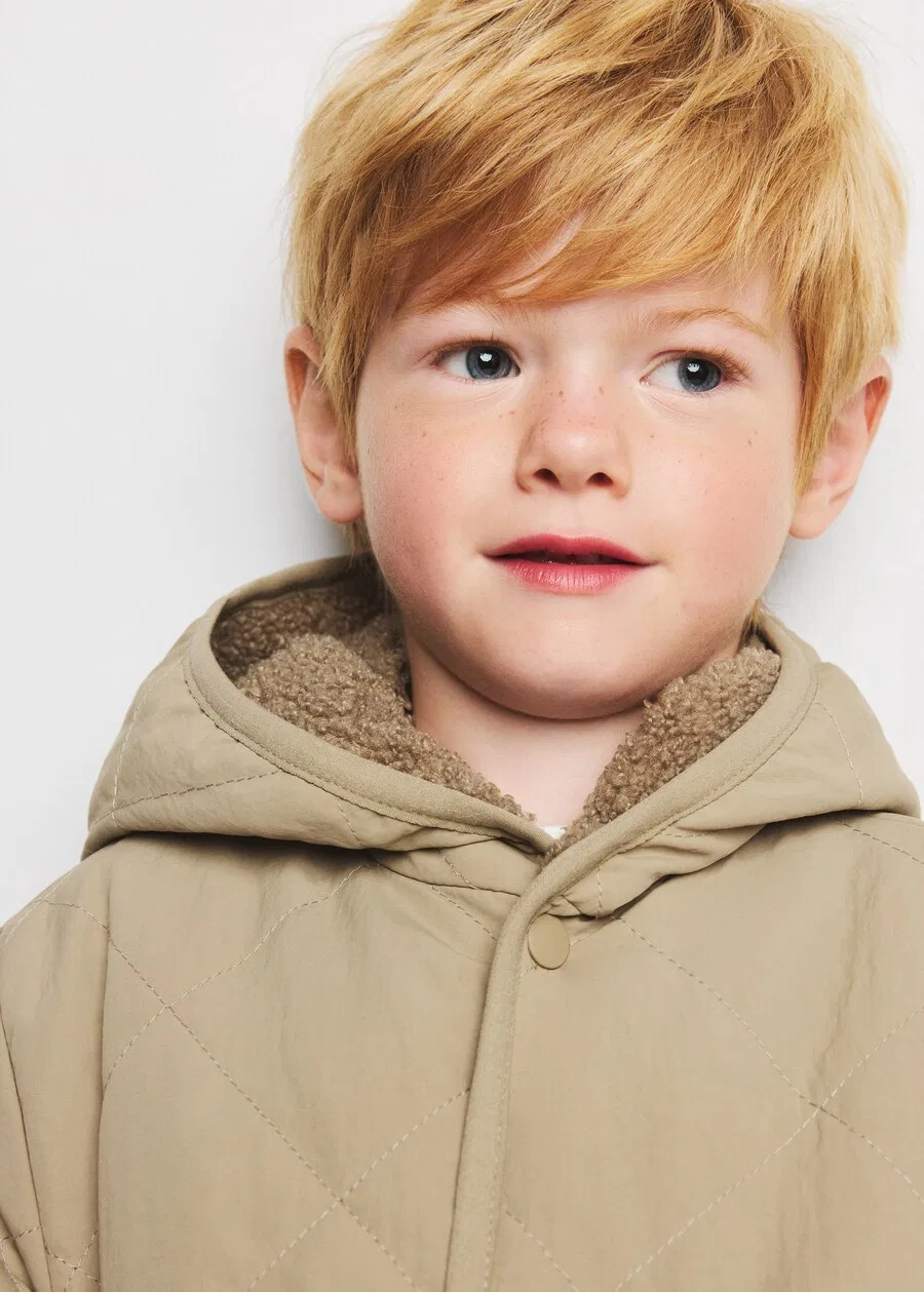 Детская куртка MANGO KIDS "EDU" межсезонья, бежевого цвета — фото 4