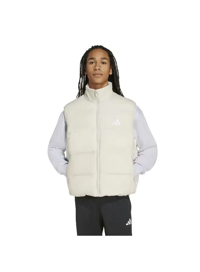 Жилет утепленный с принтом Essentials climawarm 3-stripes Adidas, бежевый — фото 2