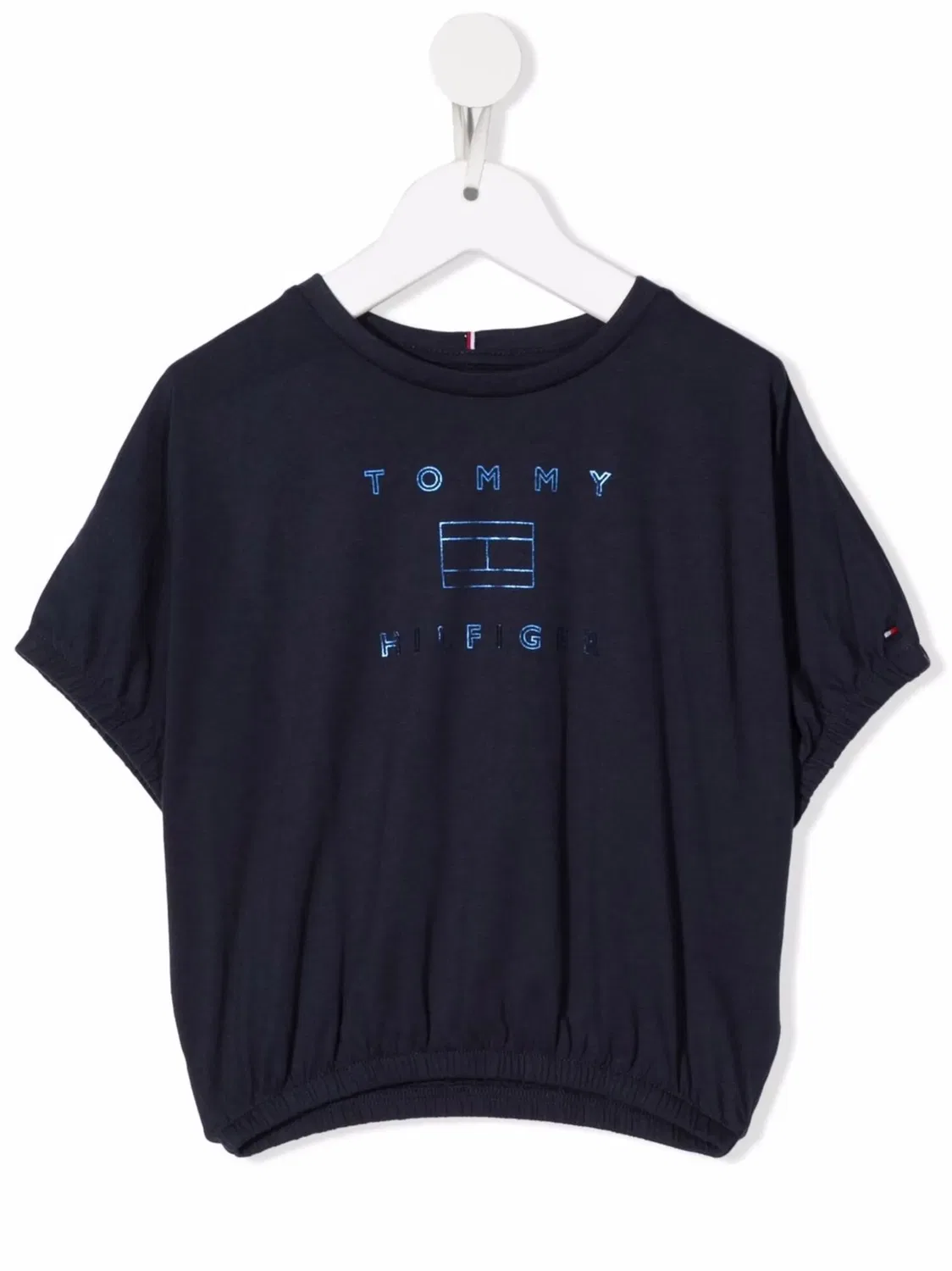 Футболка с логотипом и эластичным подолом Tommy Hilfiger, темно-синий