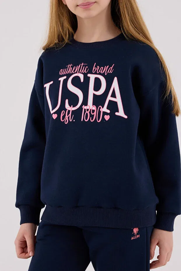 Детский спортивный комплект для девочек с принтом U.S. Polo Assn., Navy Blue — фото 4