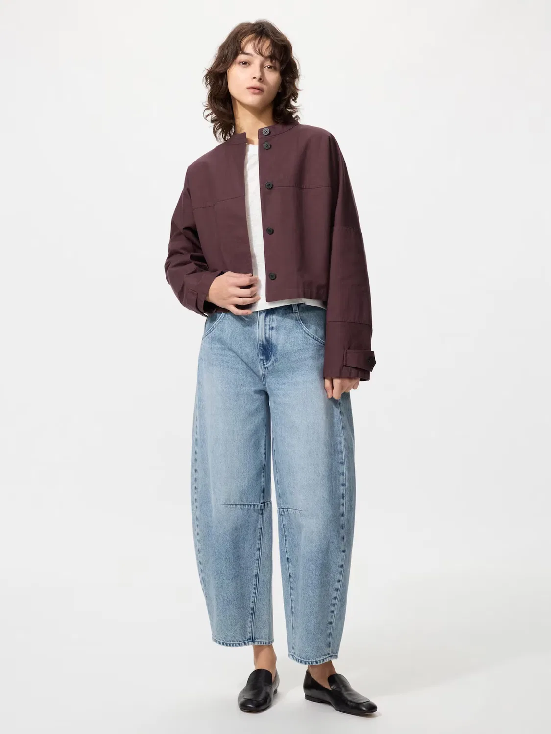 Хлопковая короткая куртка Uniqlo, короткая, бежевый — фото 2