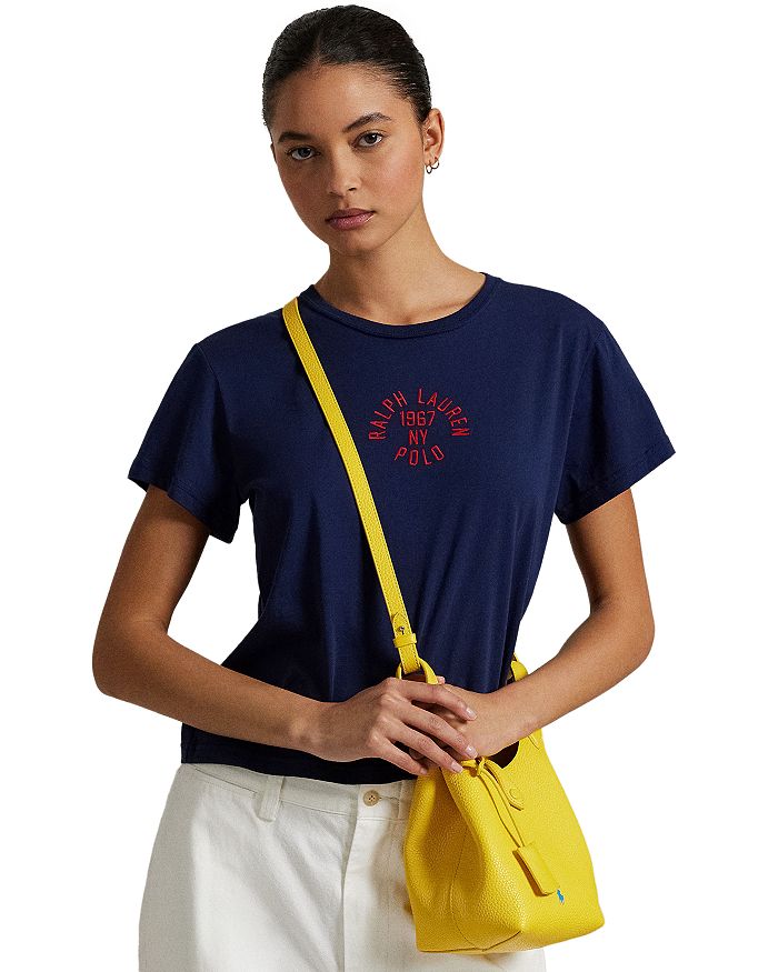 

Футболка хлопковая с логотипом Lauren Ralph Lauren, укороченного кроя Ralph Lauren, синий