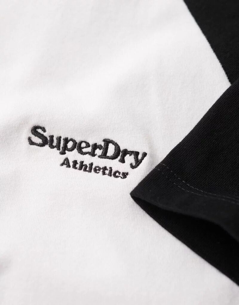Хлопковая бейсбольная футболка с логотипом Superdry Essential бело-черного цвета — фото 2