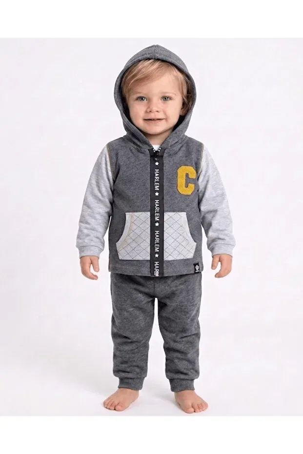 Детское зимнее пальто с капюшоном для девочек Smoked Hooded Street Baby Coat Caramell, Smoke Grey — фото 2