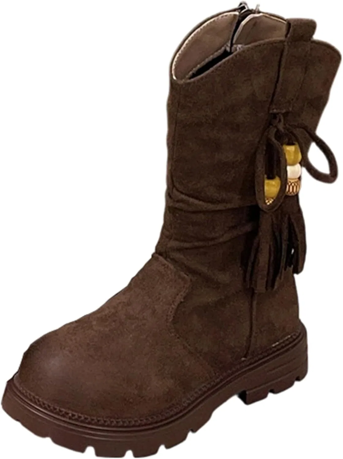 Детские сапоги для девочек с бахромой Fashion Faux Suede SHOPESSA, Brown