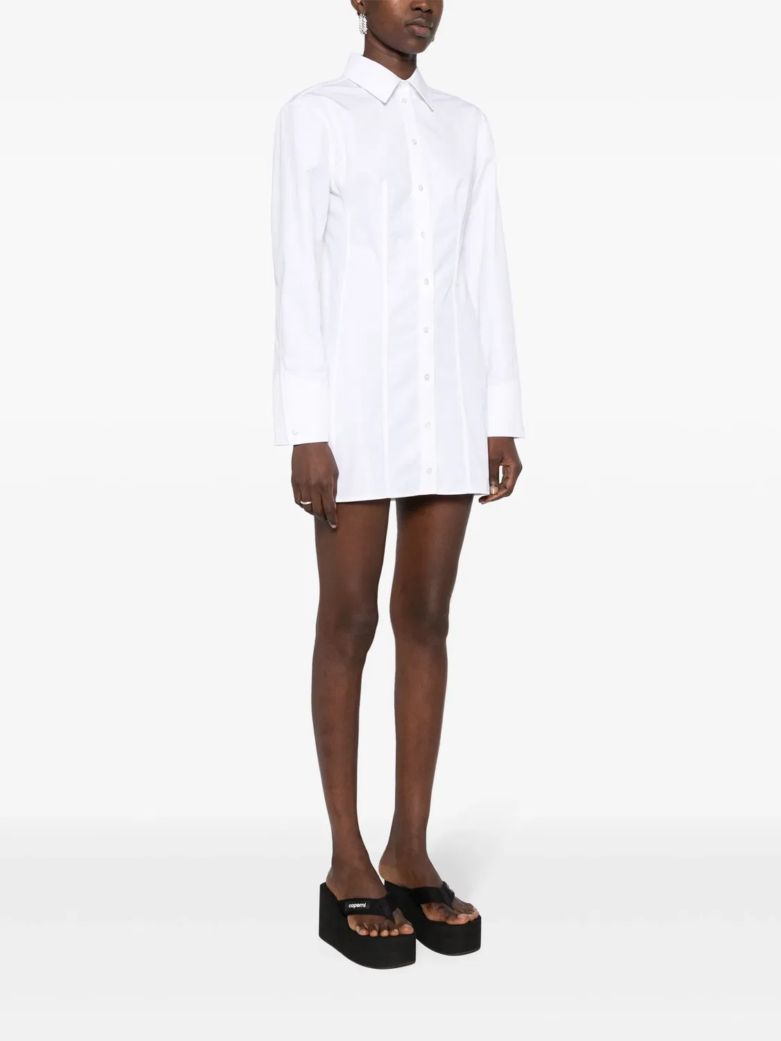 Мини-платье с воротником и косточками Alexander Wang, белый — фото 2